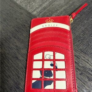 Radley London Phone Booth Red Leather Card Holder and Coin Purse